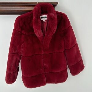 Apparis Ruby Red Faux Fur Jacket worn once